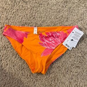 Athleta Orange and Pink Floral Bikini Bottom